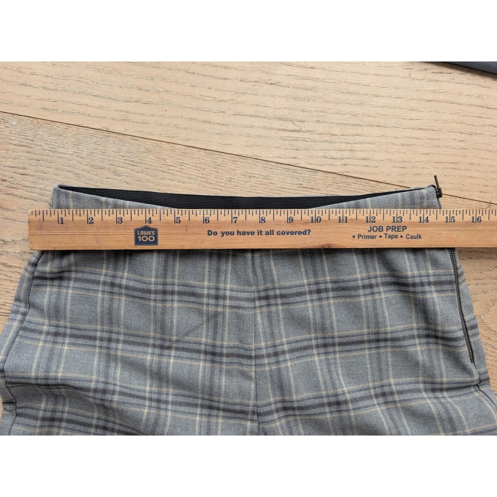 Nine West Side Zip Skinny Pants Grey Plaid Trousers Womens 10 Stretch - Picture 3 of 8